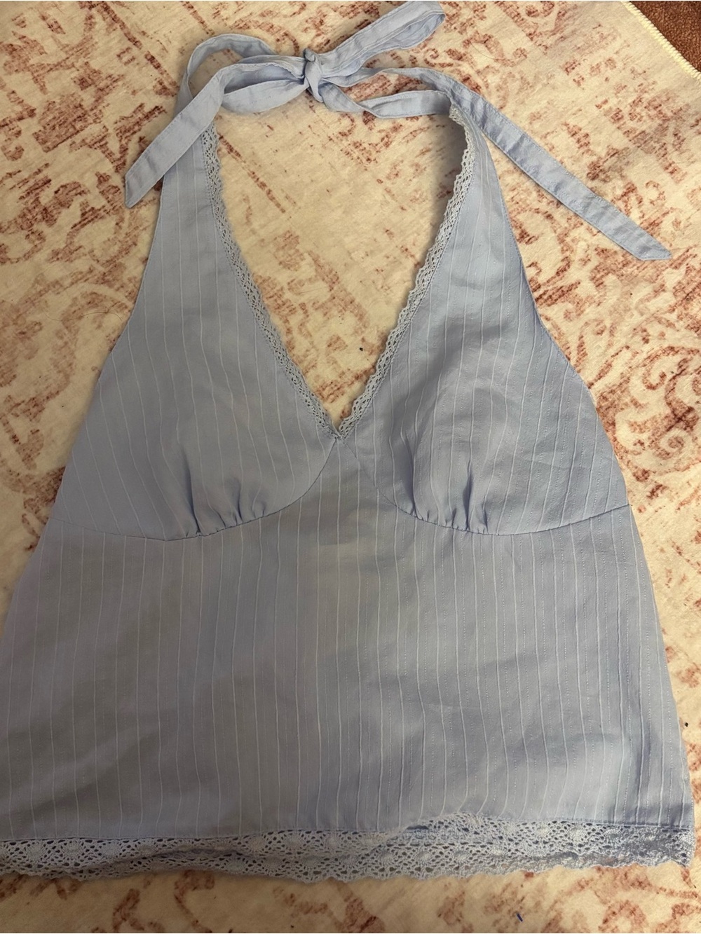 PacSun Light Blue Pinstripe Halter Tank Top